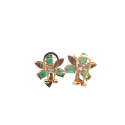Boucles d'oreilles Clips en or jaune, émeraudes et diamants - Castafiore