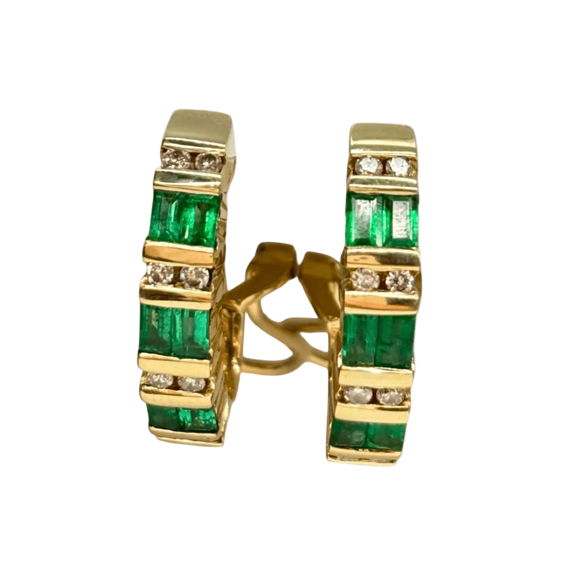 Boucles d'oreilles Clips en or jaune, émeraudes et diamants - Castafiore