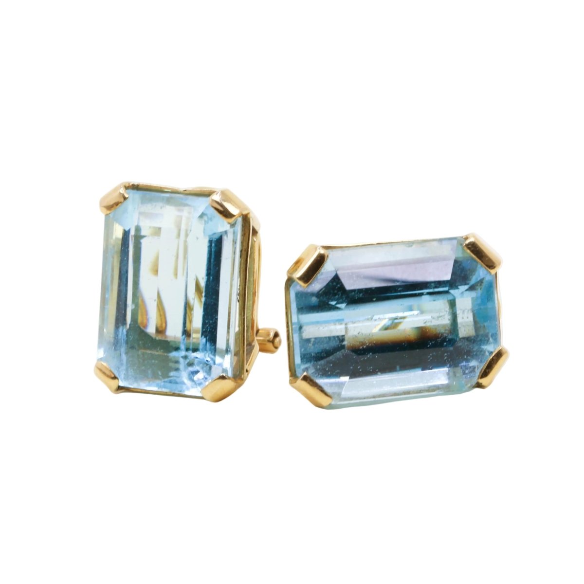 Boucles d'oreilles Clips en or jaune et aigues-marines - Castafiore