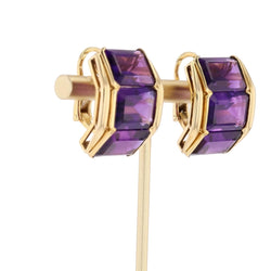 Boucles d'oreilles Clips en or jaune et améthystes - Castafiore