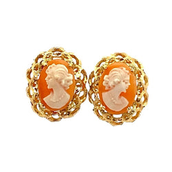 Boucles d'oreilles Clips en or jaune et camée - Castafiore