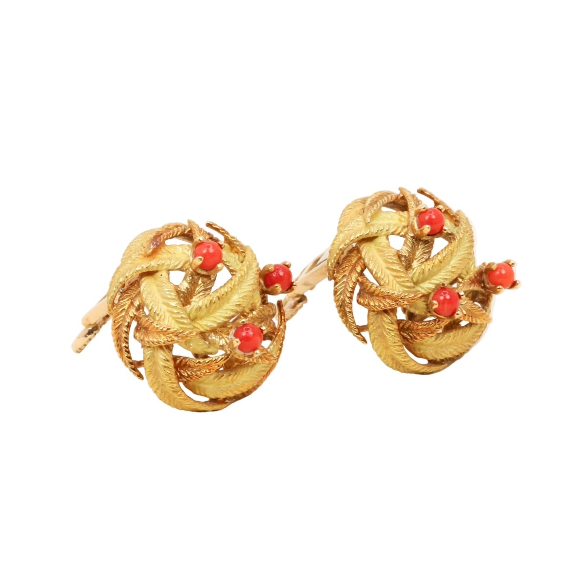 Boucles d'oreilles Clips en or jaune et corail - Castafiore