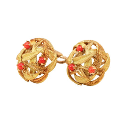 Boucles d'oreilles Clips en or jaune et corail - Castafiore