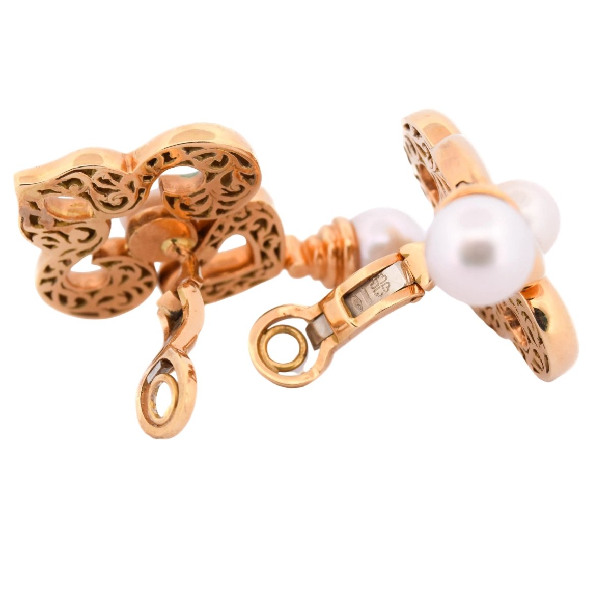 Boucles d'oreilles Clips en or jaune et perles - Castafiore