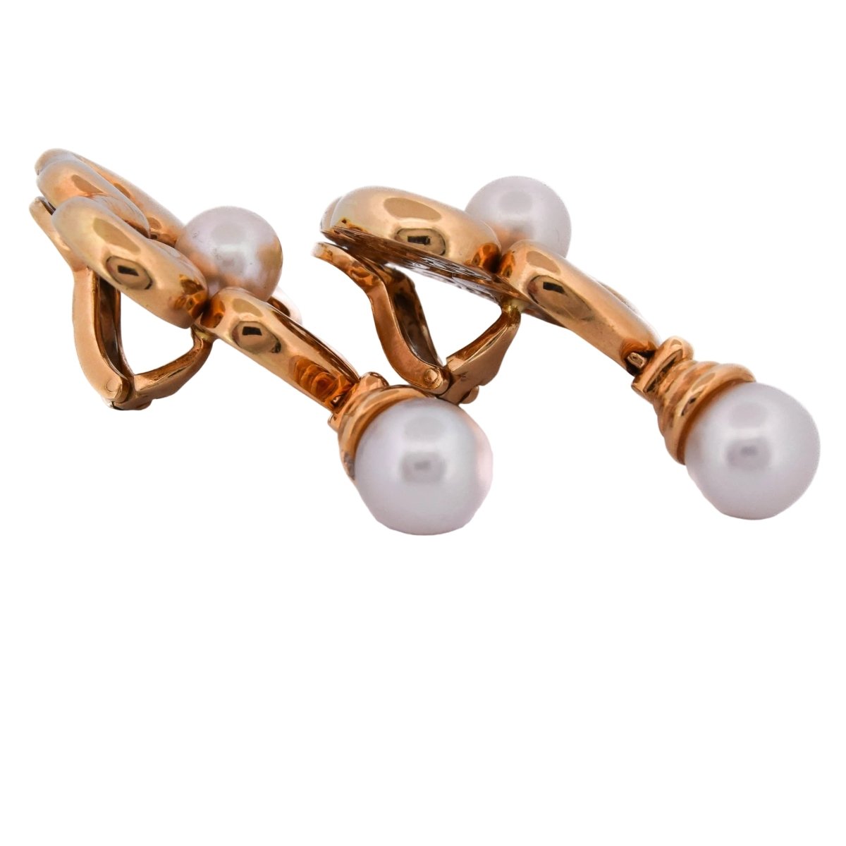 Boucles d'oreilles Clips en or jaune et perles - Castafiore