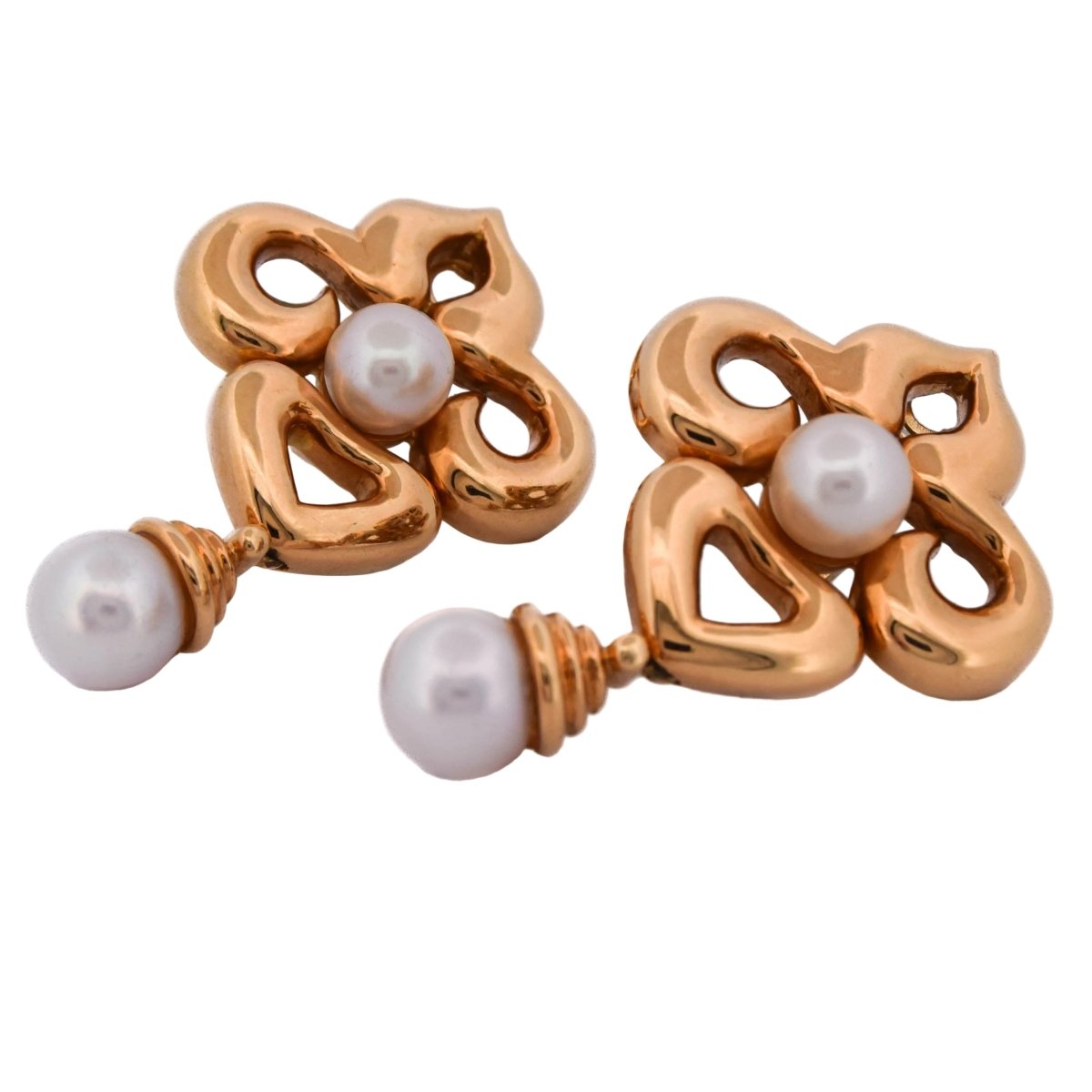 Boucles d'oreilles Clips en or jaune et perles - Castafiore