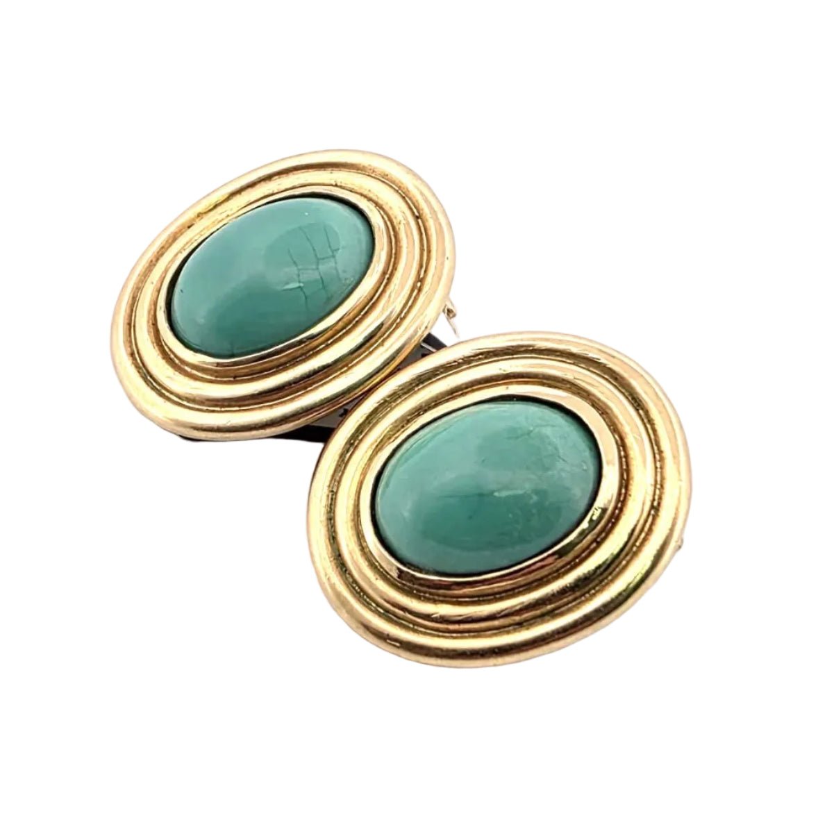 Boucles d'oreilles Clips en or jaune et turquoises - Castafiore