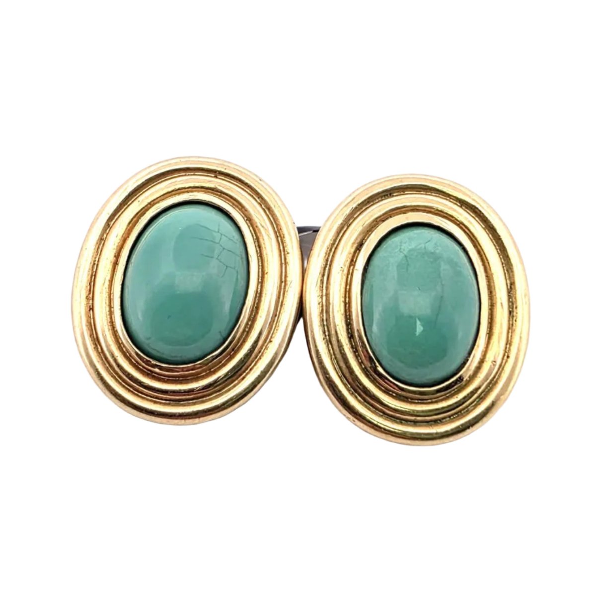 Boucles d'oreilles Clips en or jaune et turquoises - Castafiore