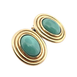 Boucles d'oreilles Clips en or jaune et turquoises - Castafiore