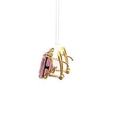 Boucles d'oreilles Clips en or jaune, pierre rose et diamants - Castafiore