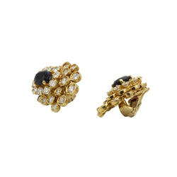 Boucles d'oreilles Clips en or jaune, saphirs et diamants - Castafiore