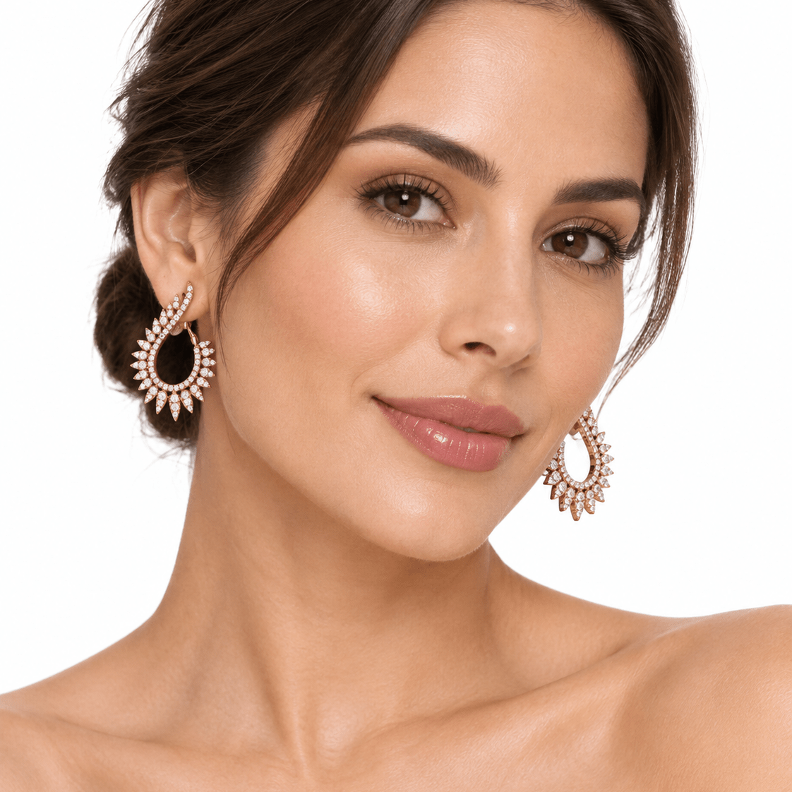 Boucles d'oreilles Clips en or rose et diamants - Castafiore