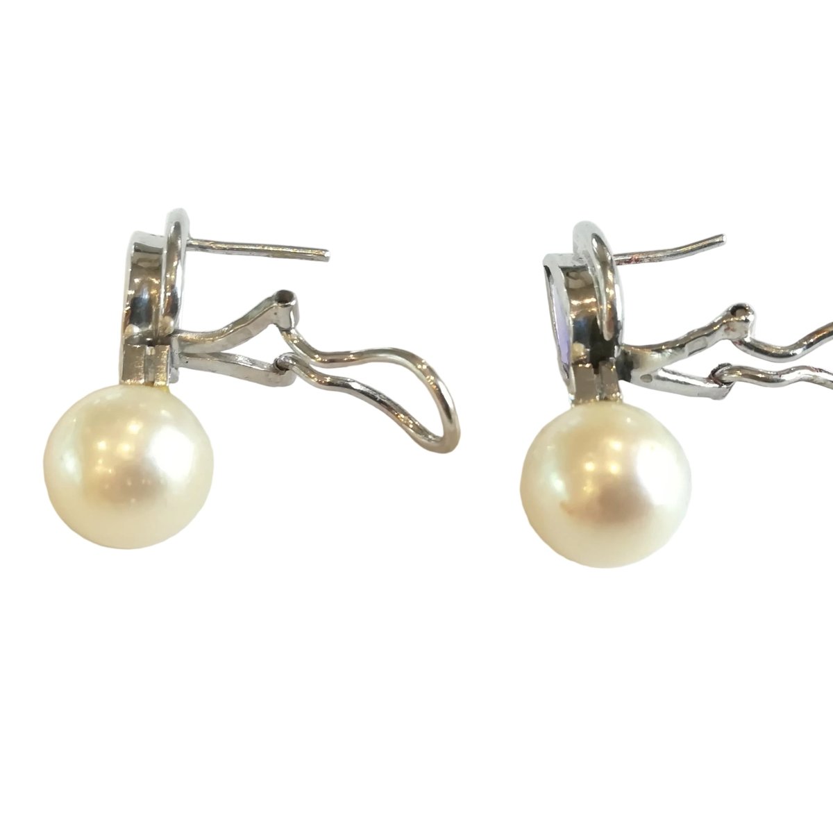 Boucles d'oreilles Clips en platine, perles, tanzanites et diamants - Castafiore