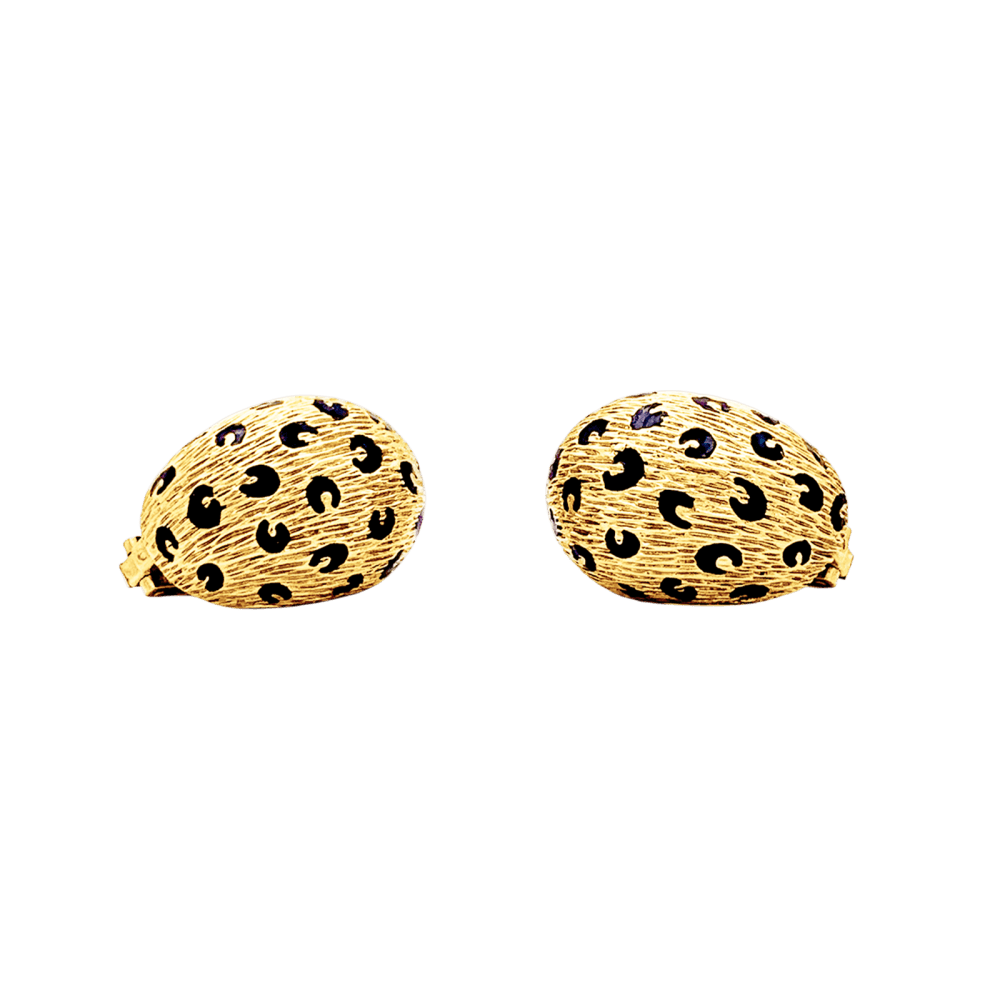 Boucles d'oreilles Clips FRED "Léopard" en or jaune et émail - Castafiore