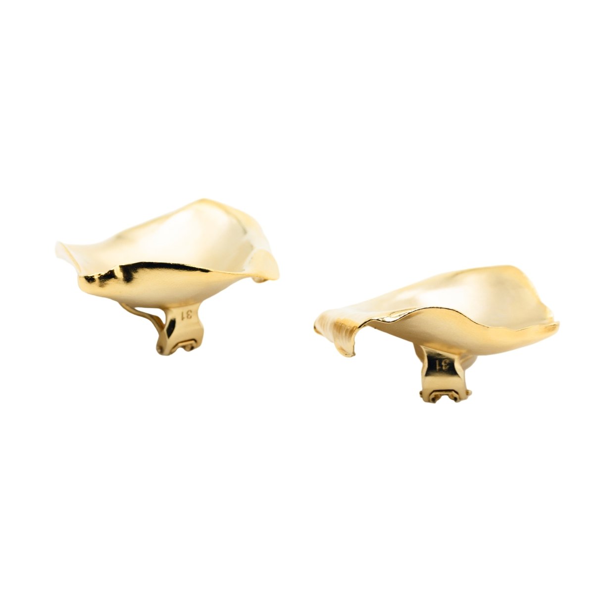 Boucles d'oreilles Clips JAR "Pétales" en aluminium et or jaune - Castafiore