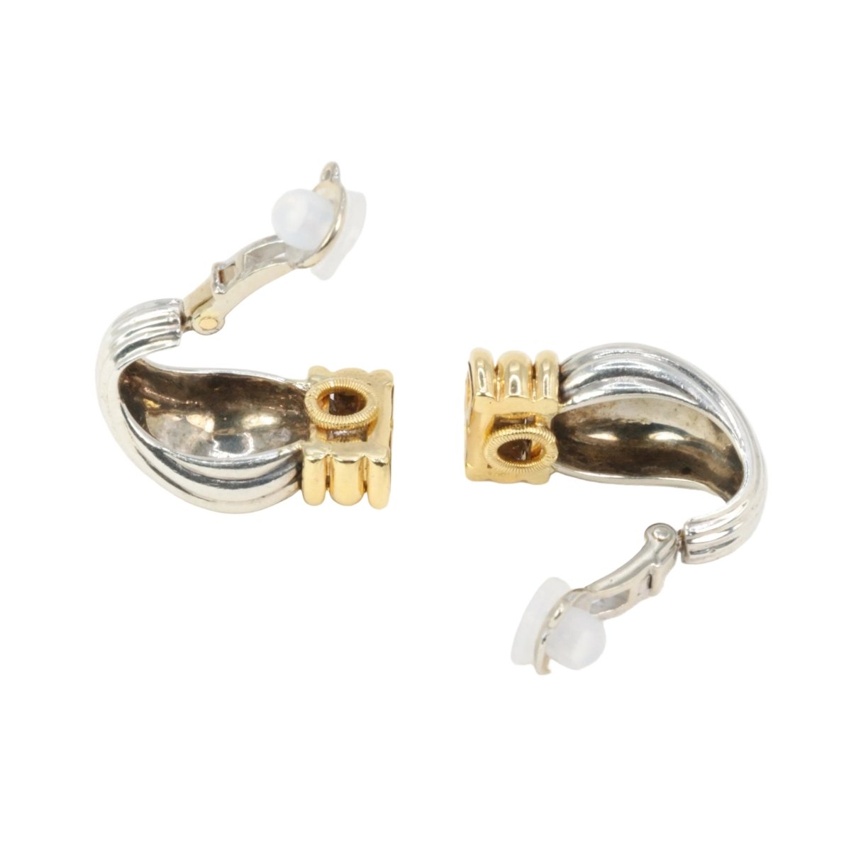 Boucles d'oreilles Clips O.J PERRIN en or jaune et argent - Castafiore