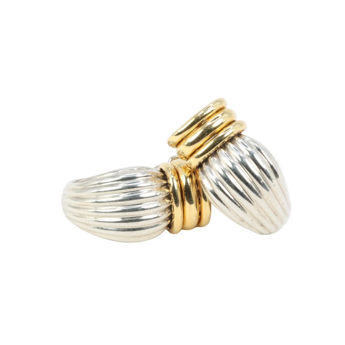 Boucles d'oreilles Clips O.J PERRIN en or jaune et argent - Castafiore