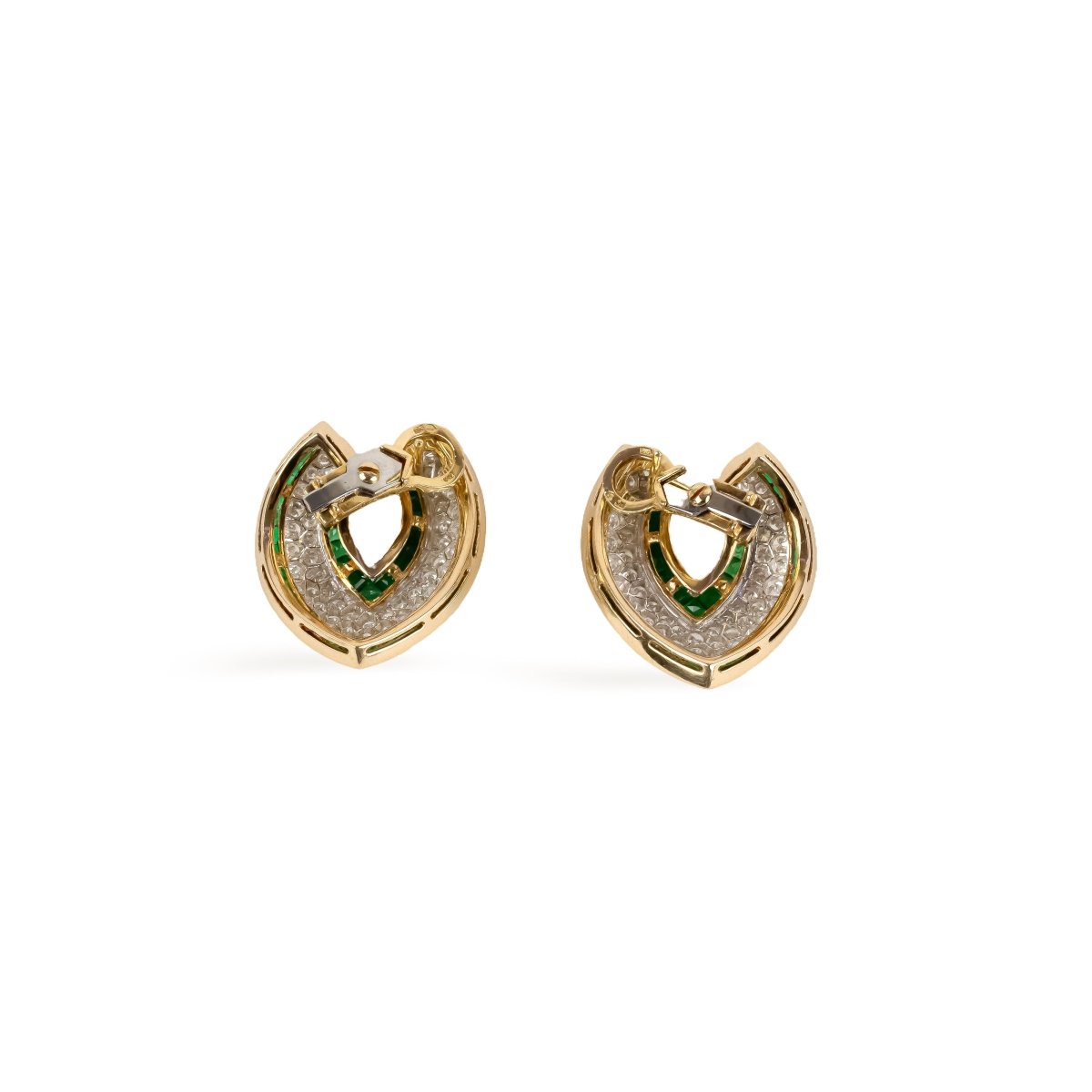 Boucles d'oreilles Clips TIFFANY & CO. en or jaune, émeraudes et diamants - Castafiore