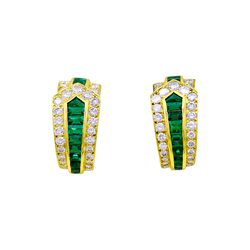 Boucles d'oreilles Clips VAN CLEEF & ARPELS "Ceinture" en or jaune, émeraudes et diamants - Castafiore