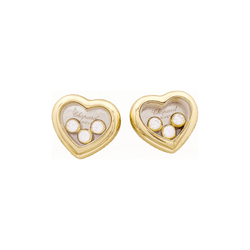 Boucles d'oreilles Clous CHOPARD "Happy Diamonds" en or jaune et diamants - Castafiore
