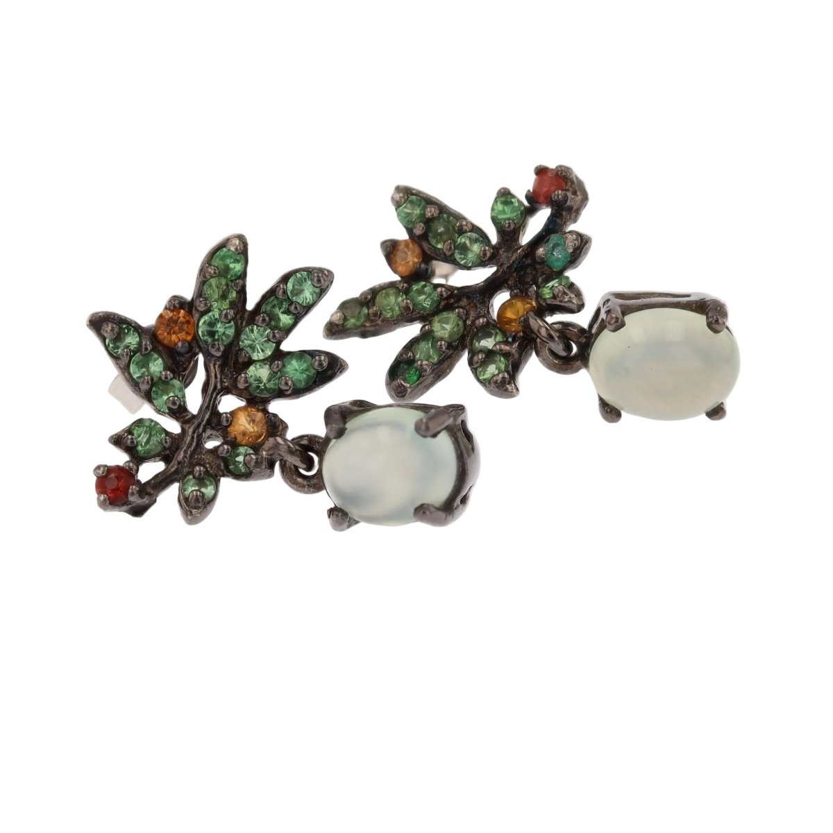 Boucles d'oreilles Clous en argent et grenats - Castafiore