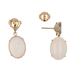 Boucles d'oreilles Clous en en or jaune, grenats et opales - Castafiore