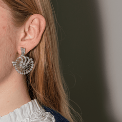 Boucles d'oreilles Clous en or blanc, platine et diamants - Castafiore