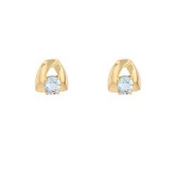Boucles d'oreilles Clous en or jaune et aigue - marine - Castafiore