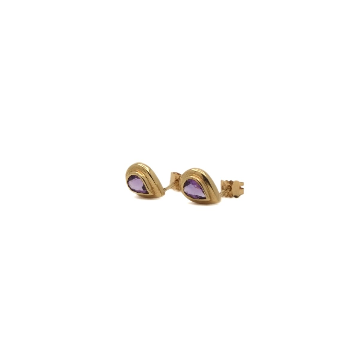 Boucles d'oreilles Clous en or jaune et améthyste - Castafiore