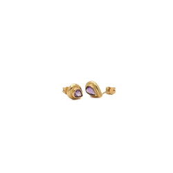 Boucles d'oreilles Clous en or jaune et améthyste - Castafiore