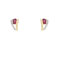 Boucles d'oreilles Clous en or jaune, or blanc, rubis et diamants - Castafiore