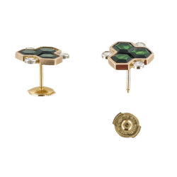 Boucles d'oreilles Clous en or jaune, tourmalines et diamants - Castafiore