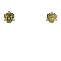 Boucles d'oreilles Clous en or jaune, tourmalines et diamants - Castafiore