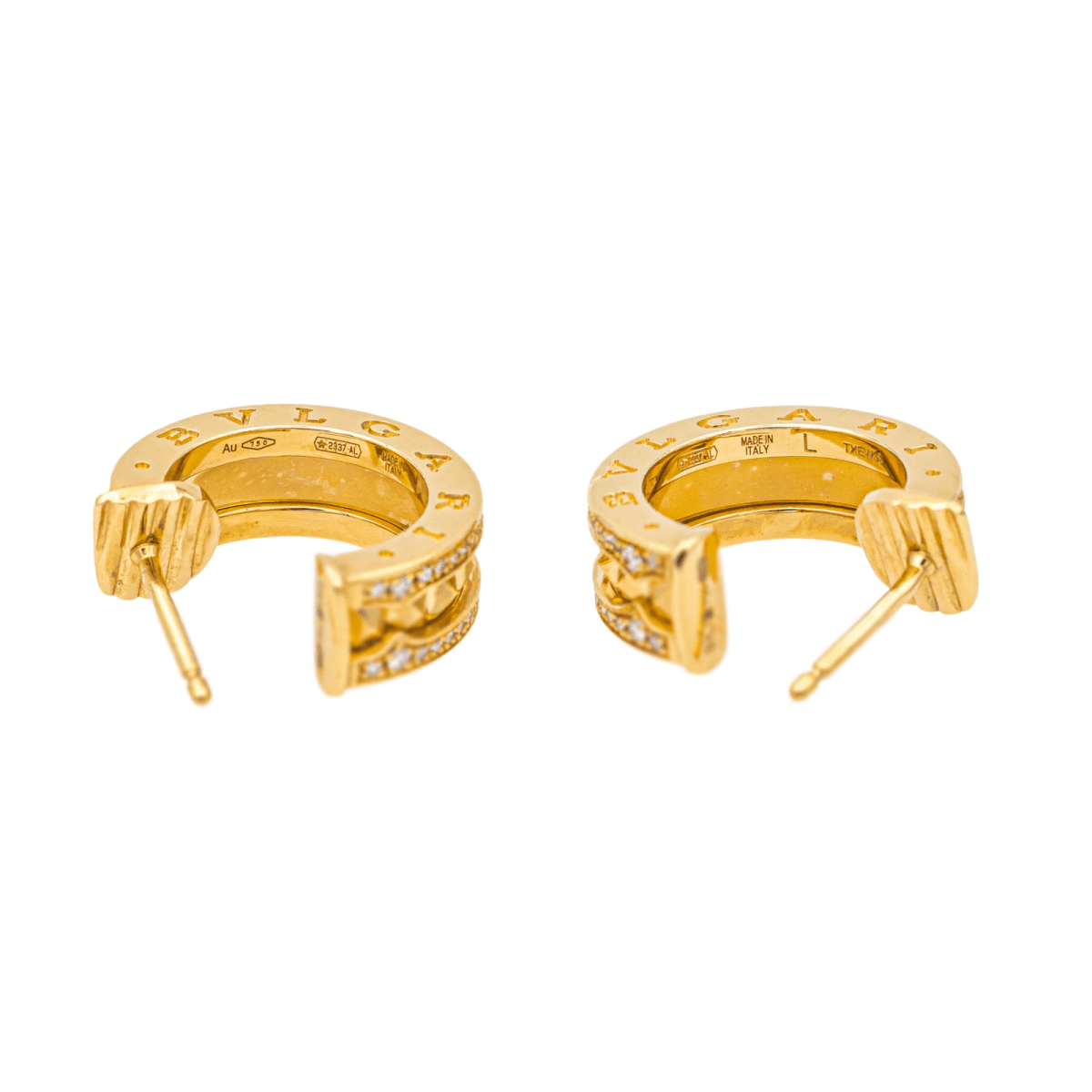 Boucles d'oreilles Créoles BULGARI "B.Zéro1 en or jaune et diamants - Castafiore