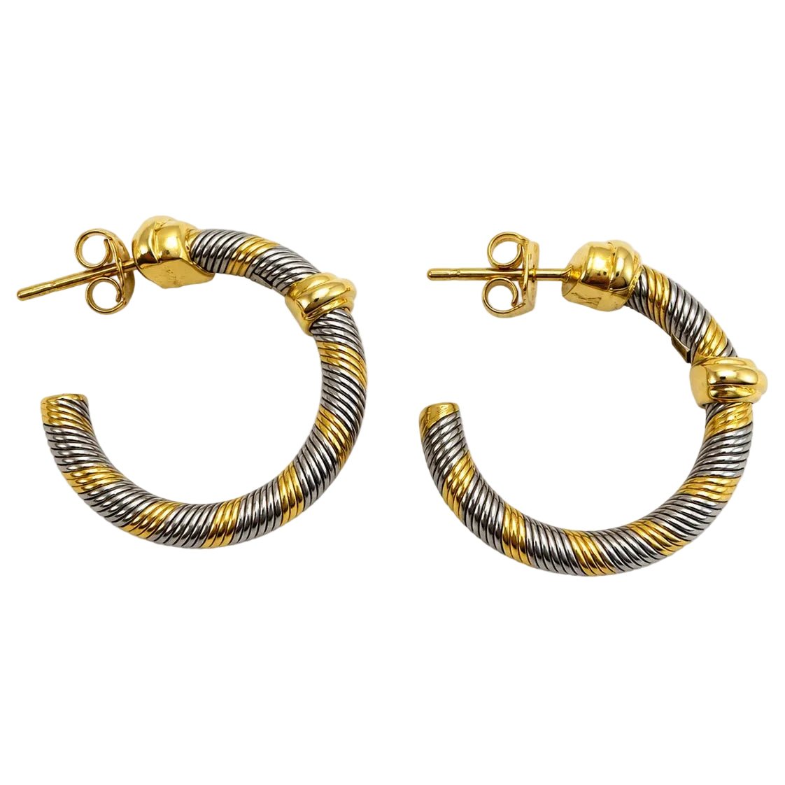 Boucles d’oreilles Créoles CARTIER "Aurore" en or jaune et acier - Castafiore