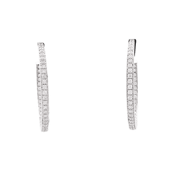 Boucles d'oreilles Créoles CARTIER en or blanc et diamants - Castafiore