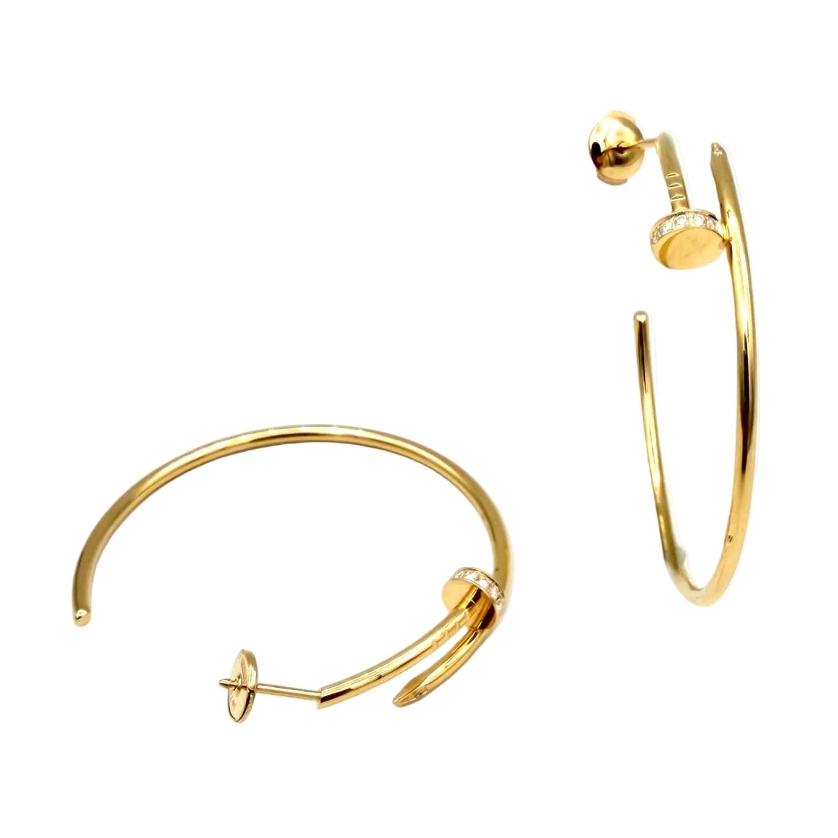 Boucles d'oreilles Créoles CARTIER "Juste un clou" GM en or rose et diamants - Castafiore
