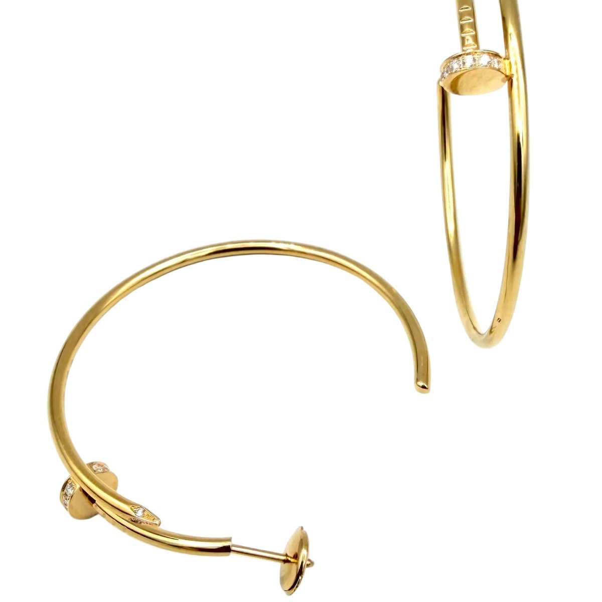 Boucles d'oreilles Créoles CARTIER "Juste un clou" GM en or rose et diamants - Castafiore