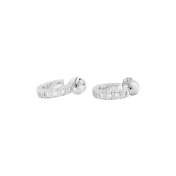 Boucles d'oreilles Créoles CARTIER "Lanière" en or blanc et diamants - Castafiore