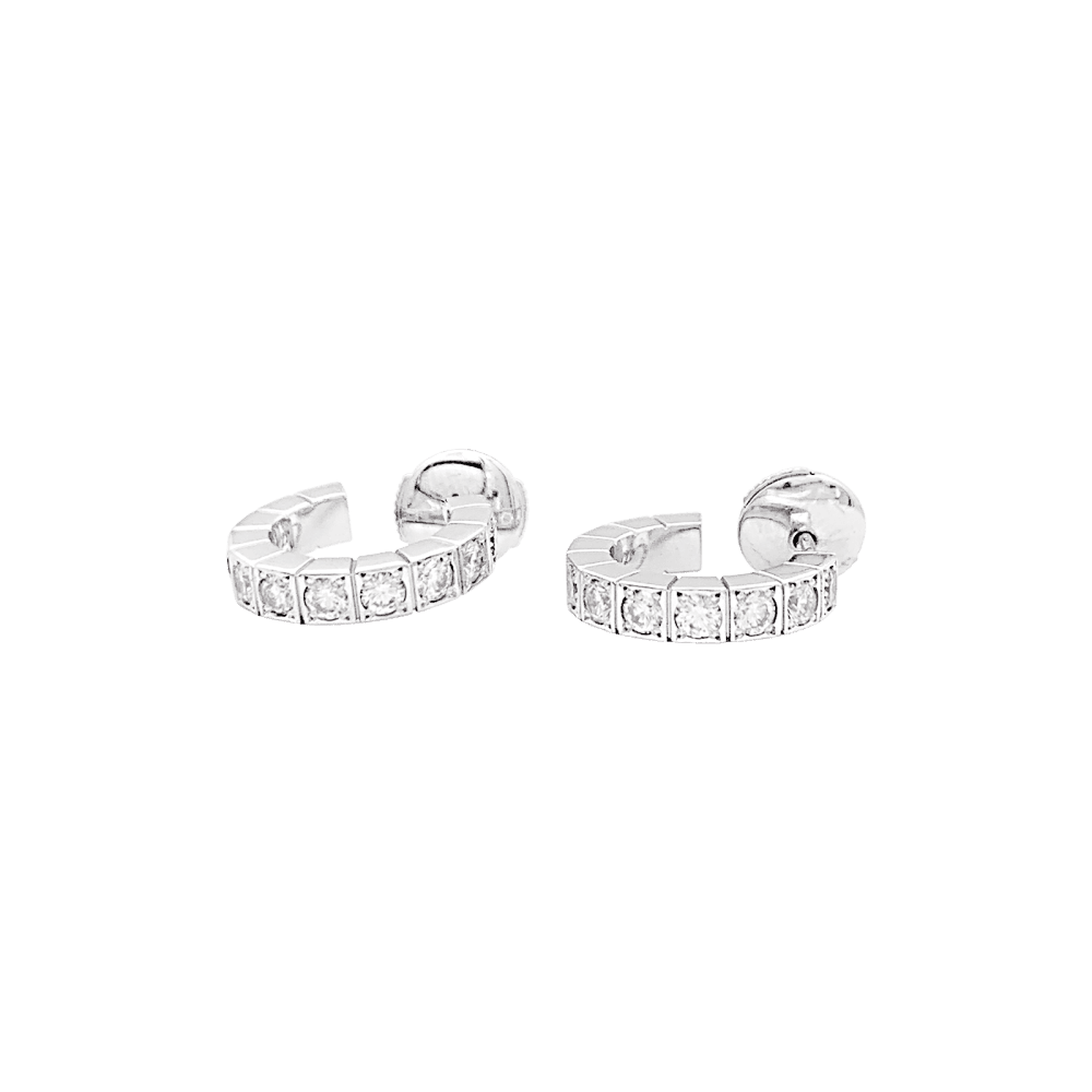 Boucles d'oreilles Créoles CARTIER "Lanière" en or blanc et diamants - Castafiore