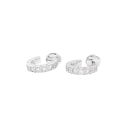 Boucles d'oreilles Créoles CARTIER "Lanière" en or blanc et diamants - Castafiore