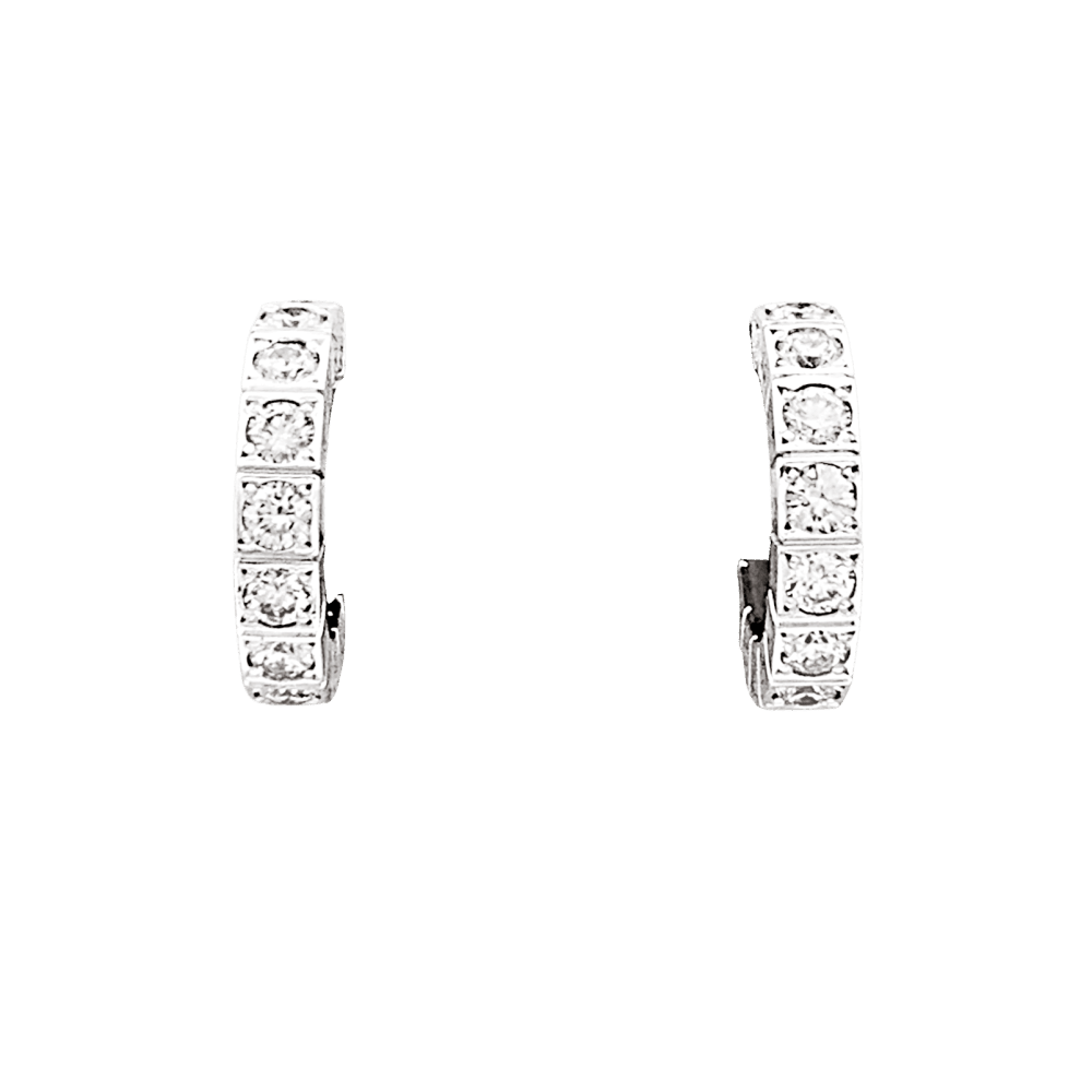 Boucles d'oreilles Créoles CARTIER "Lanière" en or blanc et diamants - Castafiore