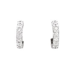 Boucles d'oreilles Créoles CARTIER "Lanière" en or blanc et diamants - Castafiore