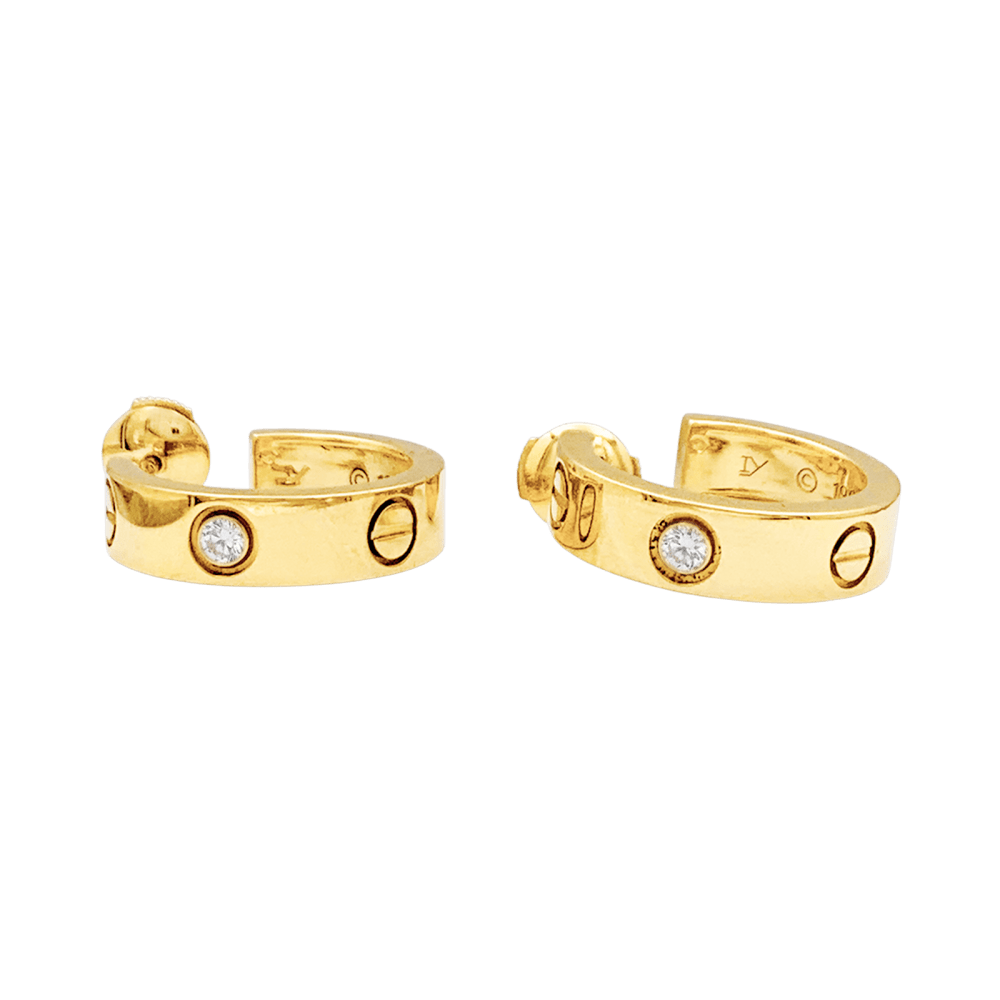Boucles d'oreilles Créoles CARTIER "Love" en or jaune et diamants - Castafiore
