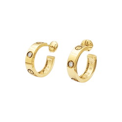 Boucles d'oreilles Créoles CARTIER "Love" en or jaune et diamants - Castafiore