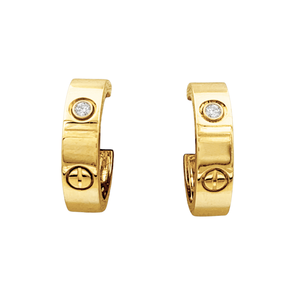 Boucles d'oreilles Créoles CARTIER "Love" en or jaune et diamants - Castafiore