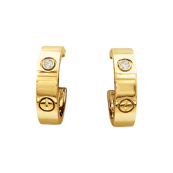 Boucles d'oreilles Créoles CARTIER "Love" en or jaune et diamants - Castafiore