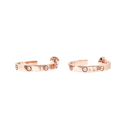 Boucles d'oreilles Créoles CARTIER "Love" MM en or rose et diamants - Castafiore