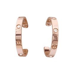 Boucles d'oreilles Créoles CARTIER "Love" MM en or rose et diamants - Castafiore