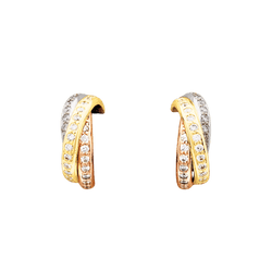 Boucles d'oreilles Créoles CARTIER "Trinity" en or blanc, or jaune, or rose et diamants - Castafiore